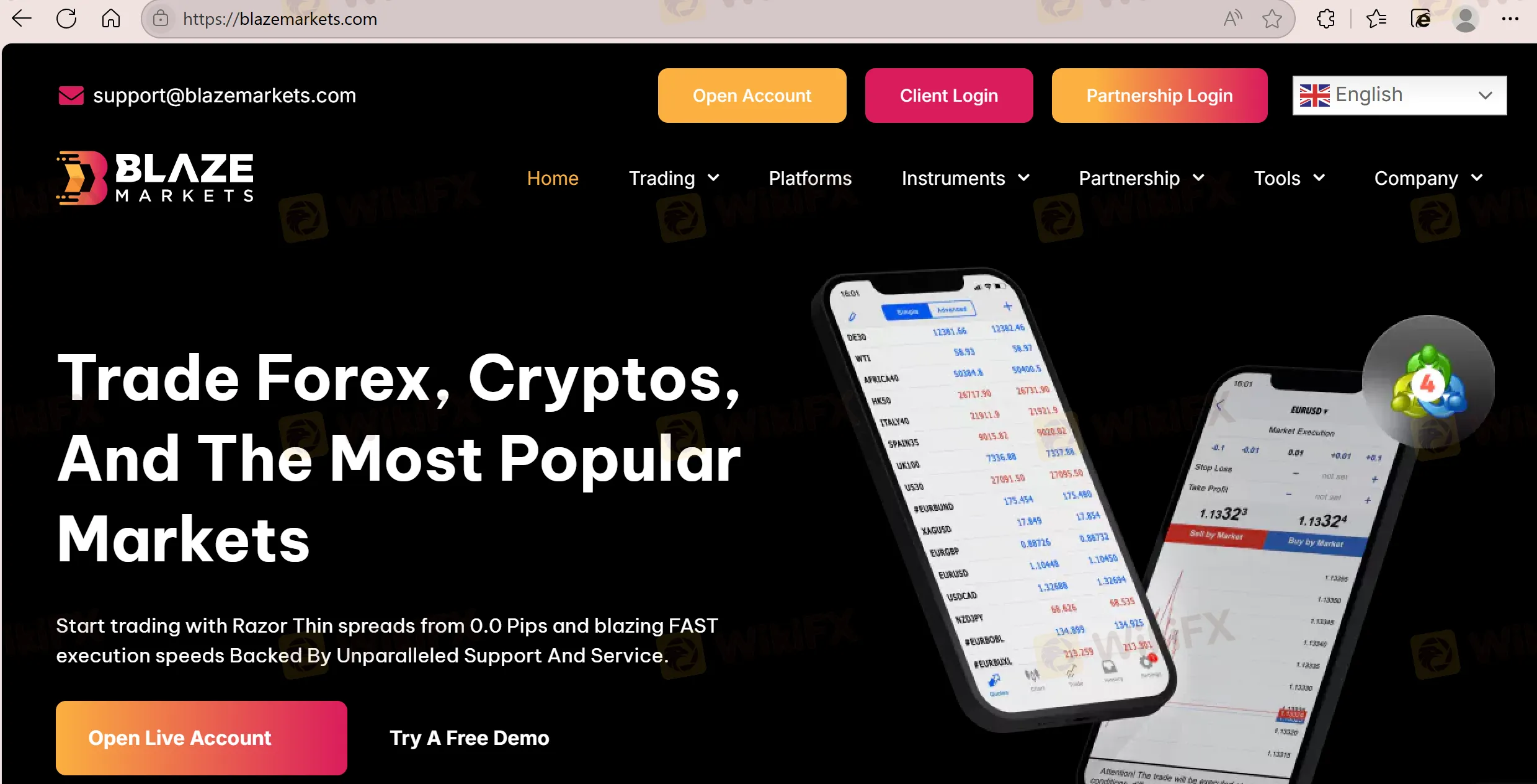 Blaze Markets Impormasyon