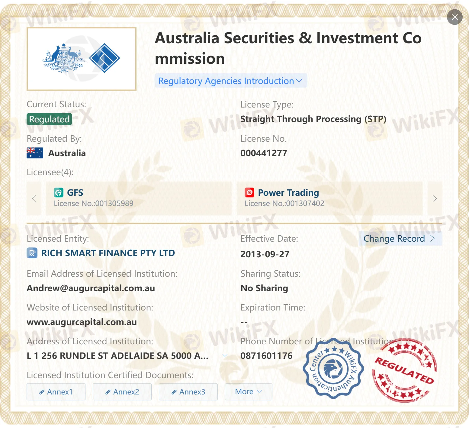 Von ASIC reguliert