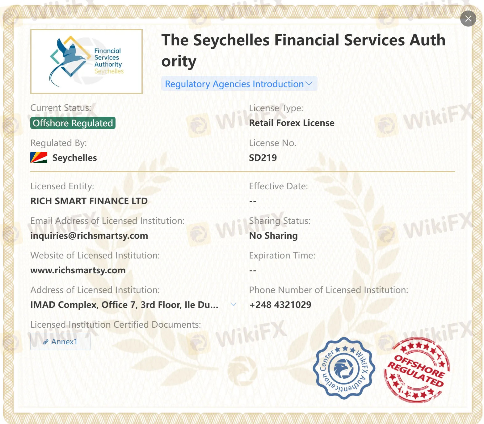Offshore regulated by FSA