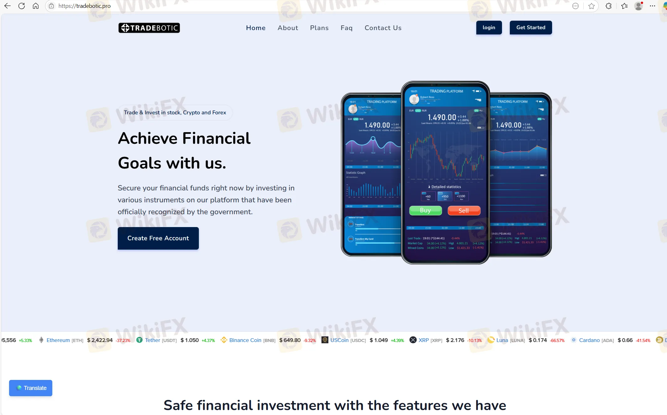 TRADEBOTIC PRO's homepage