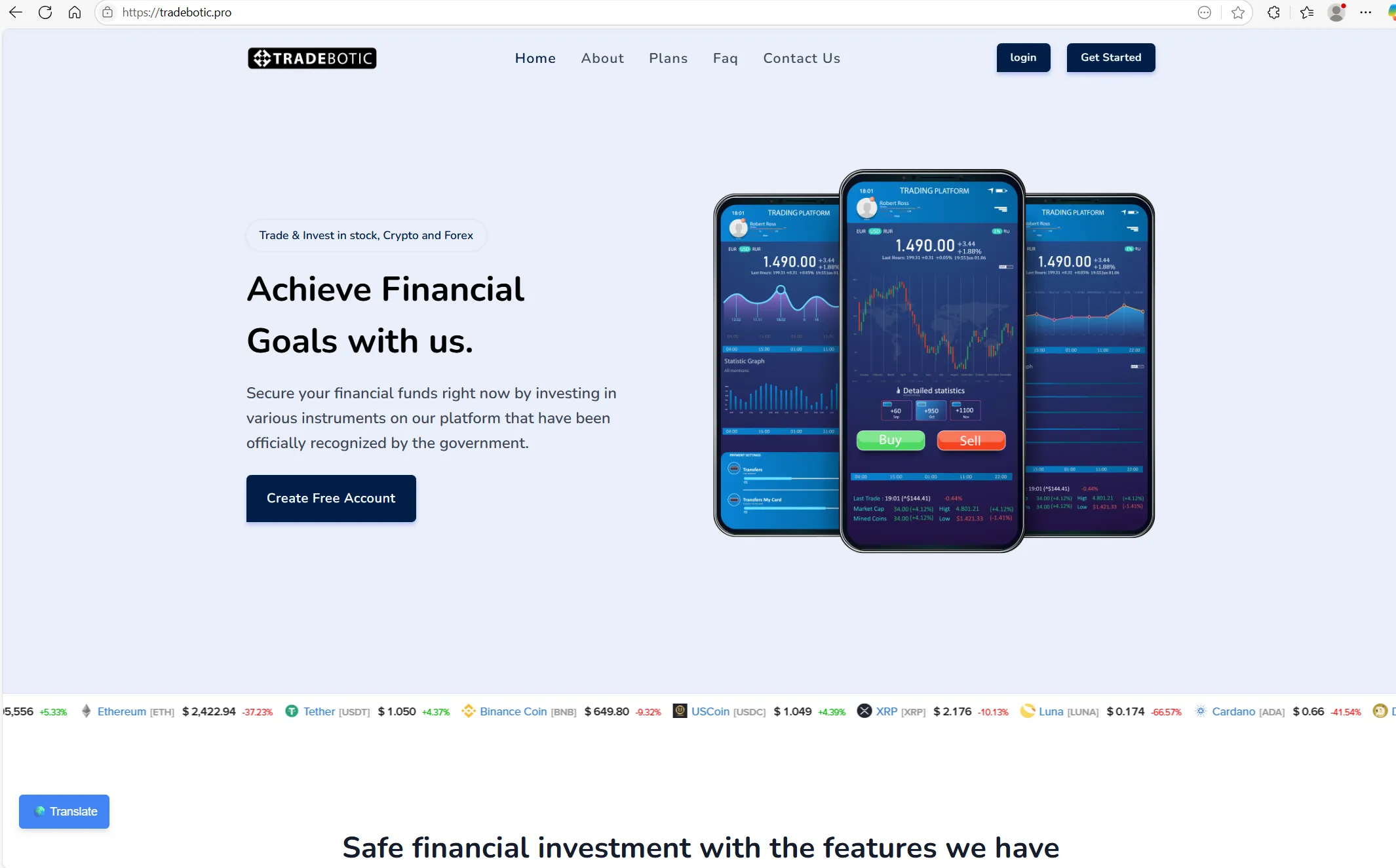 TRADEBOTIC PRO's homepage TRADEBOTIC PRO's homepage
