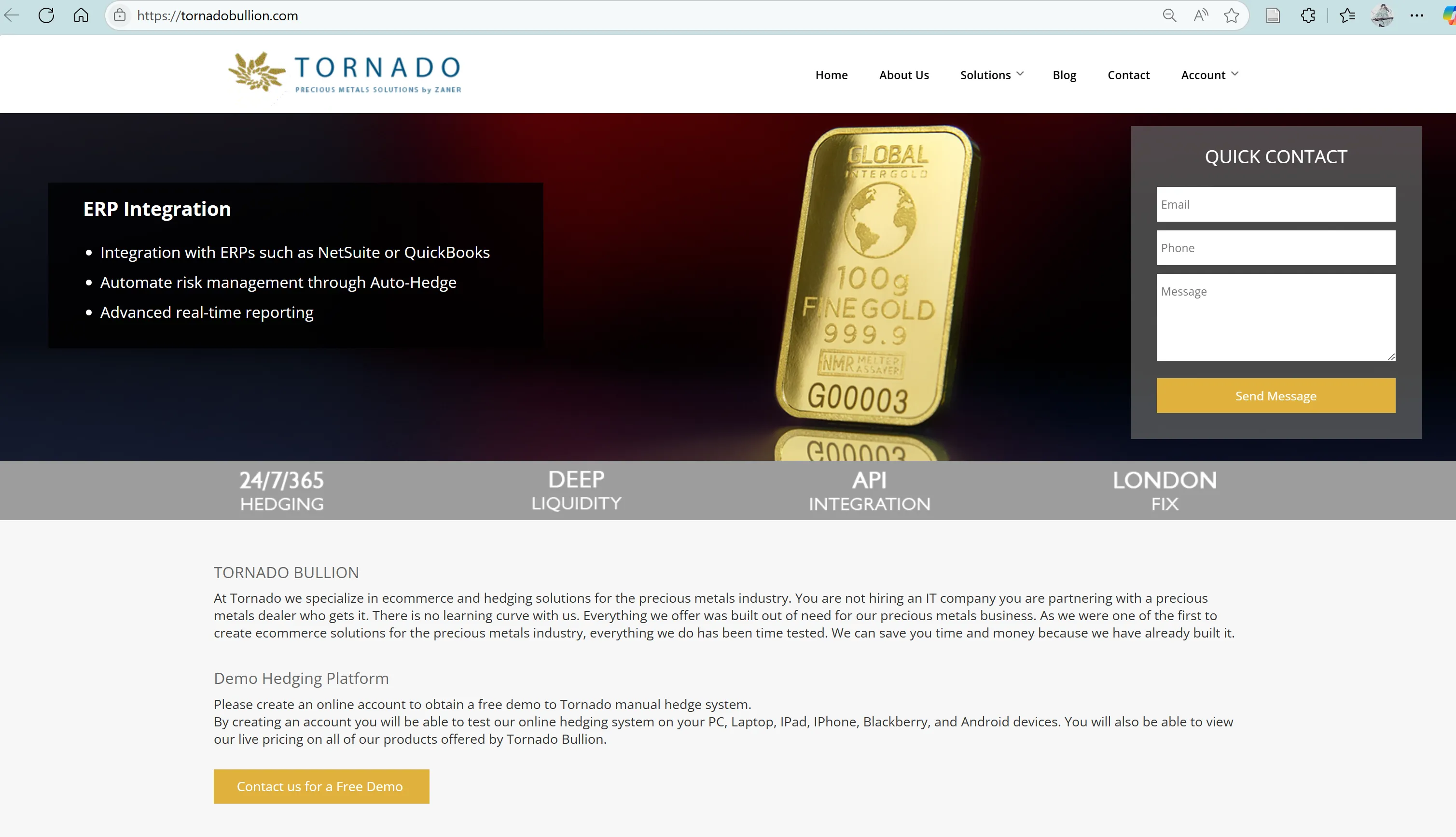 Tornado Bullion 홈페이지