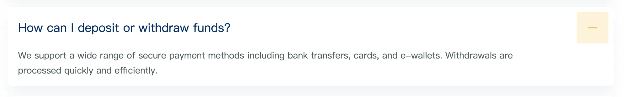 Deposit and Withdrawal FAQ Deposit and Withdrawal FAQ