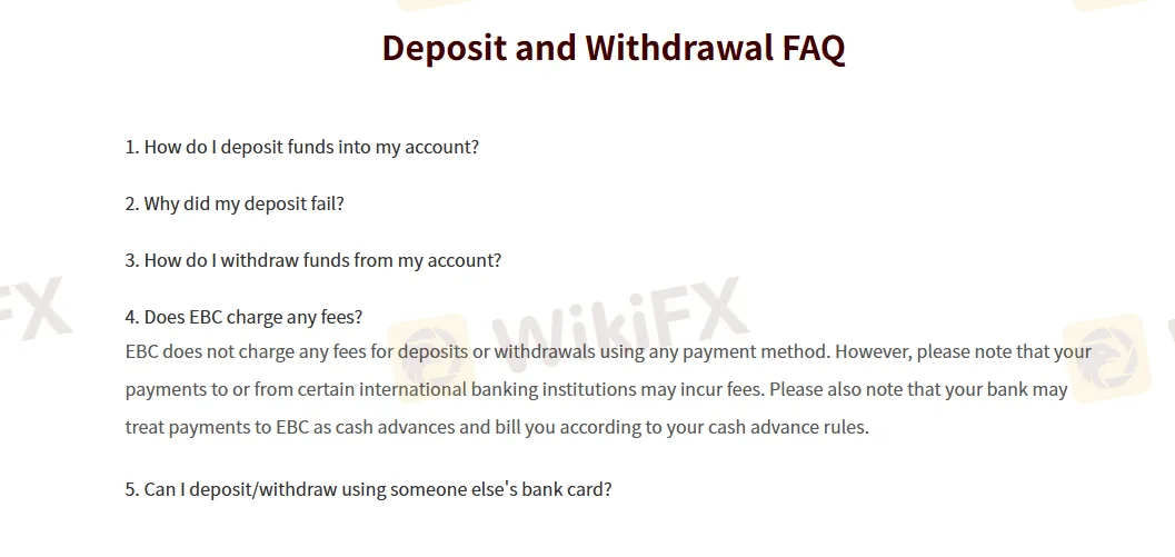 Deposit and Withdrawal