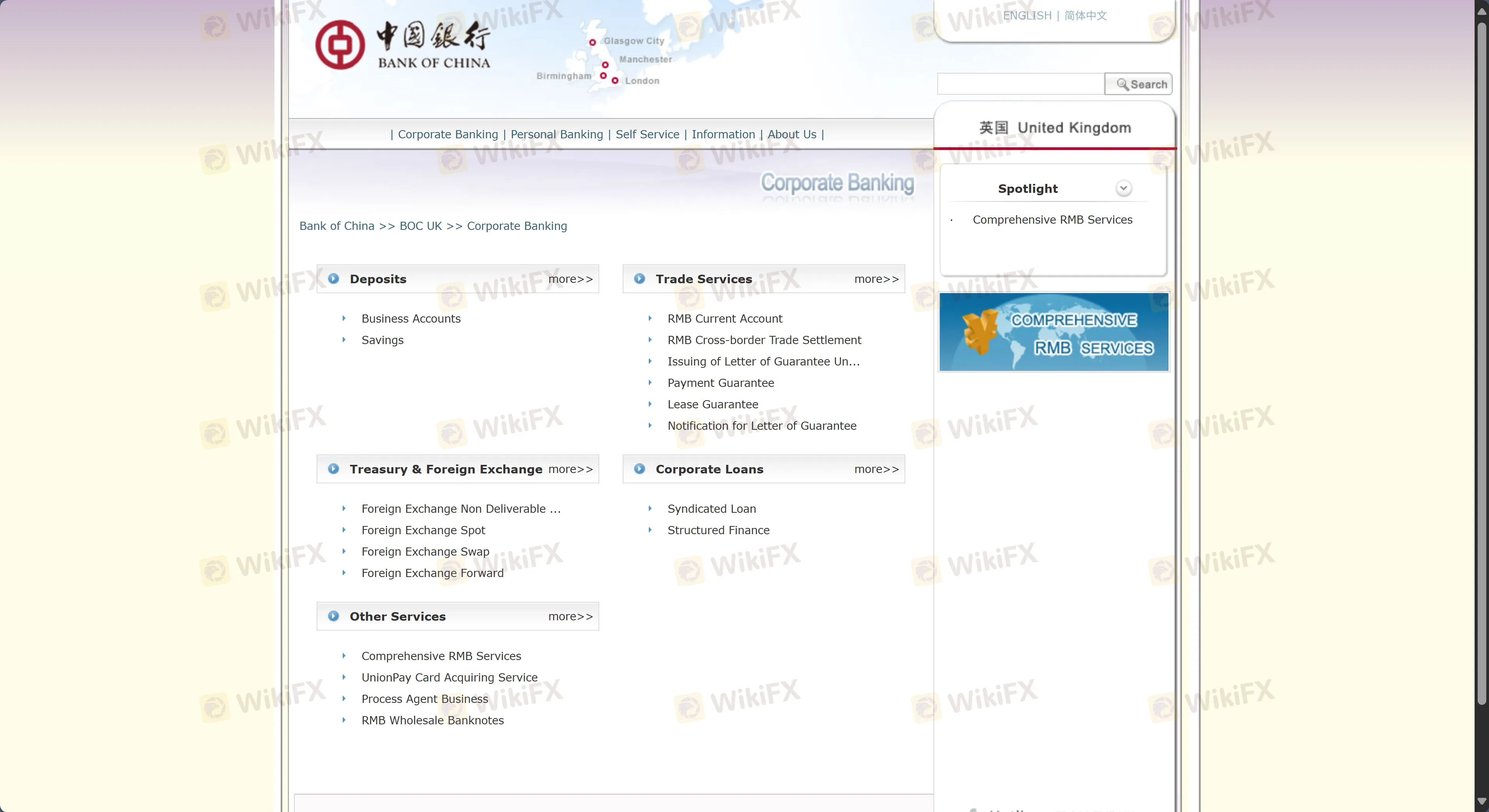 Bank of China London Branch Services