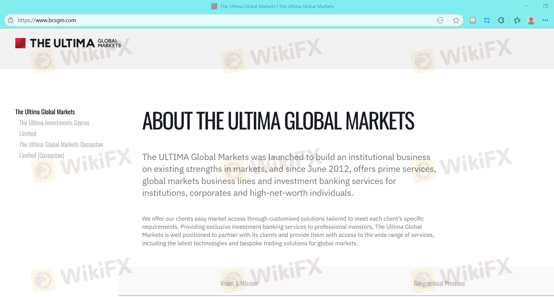 The Ultima Global Markets Information The Ultima Global Markets Information