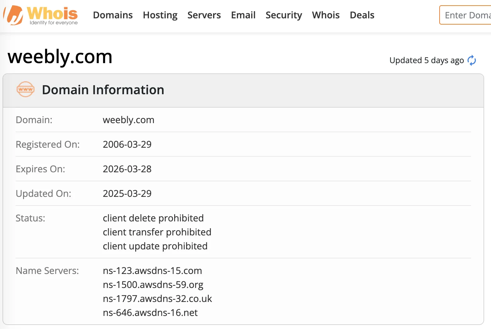 Domain information