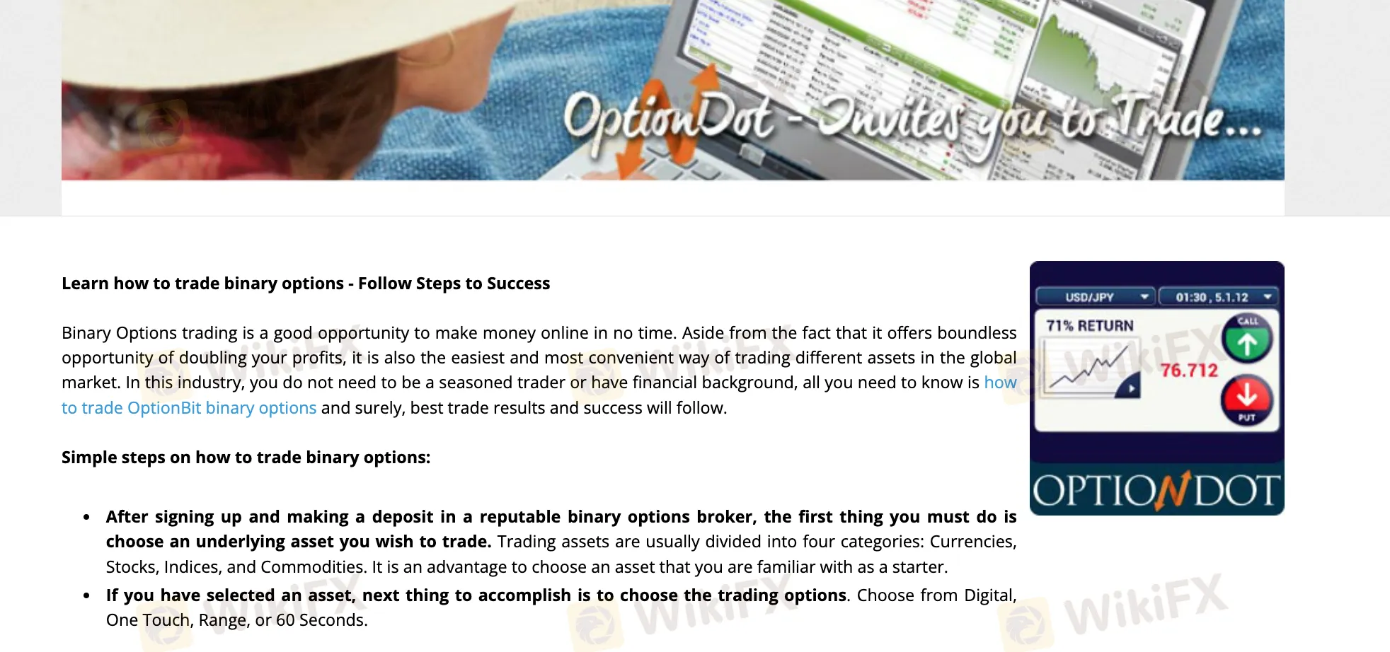 ¿En qué puedo comerciar en OptionBit?