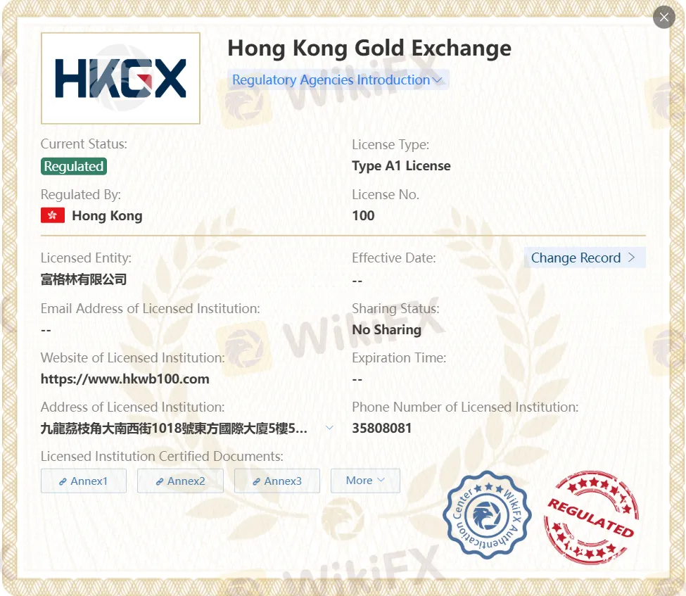 Regulated by HKGX Regulated by HKGX