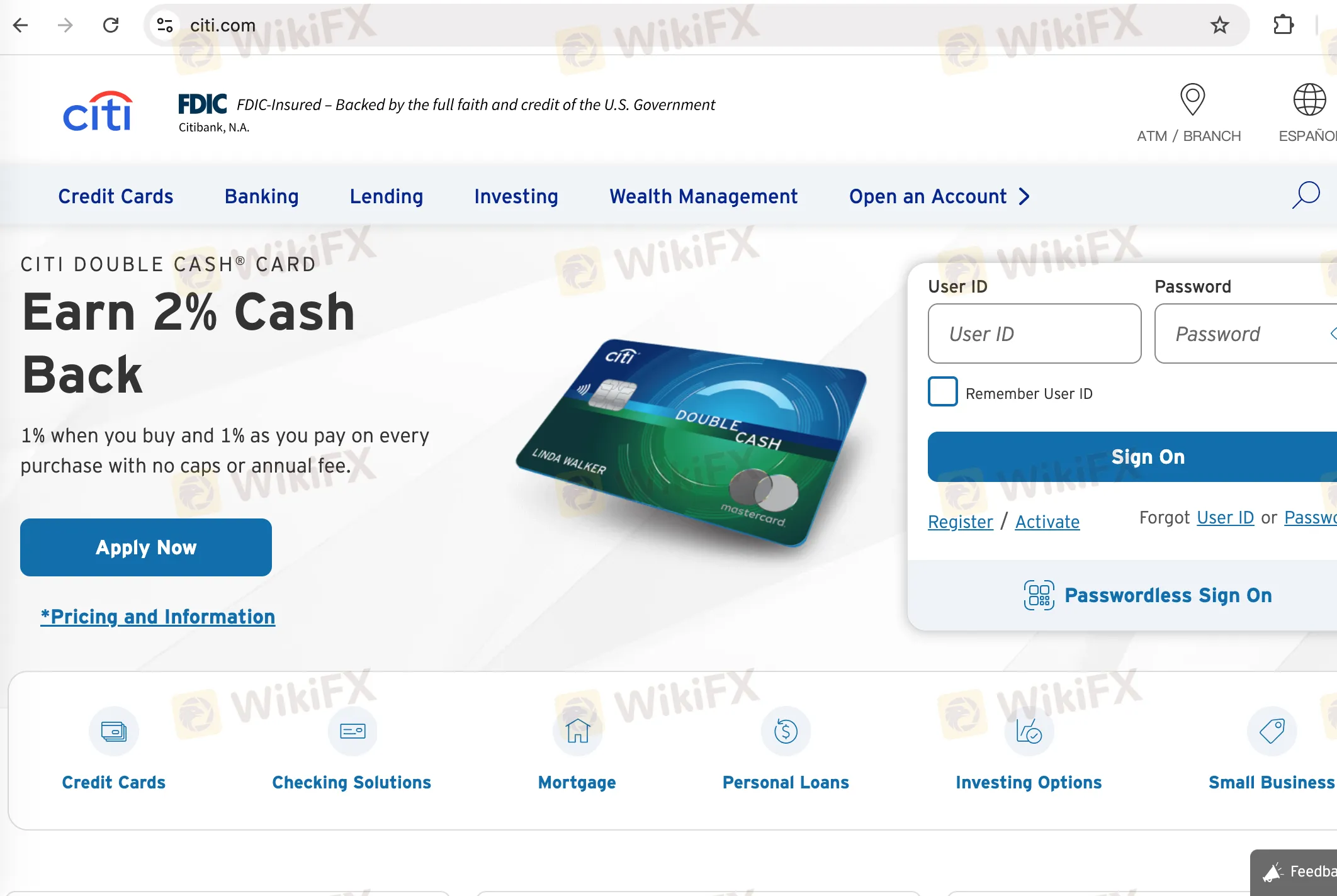 Citigroup Inc.'s homepage