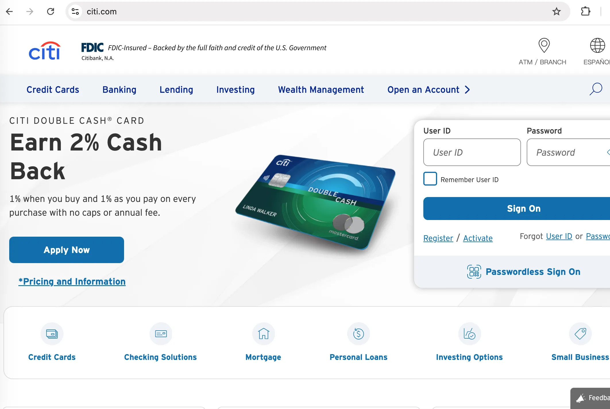 Citigroup Inc.'s homepage Citigroup Inc.'s homepage