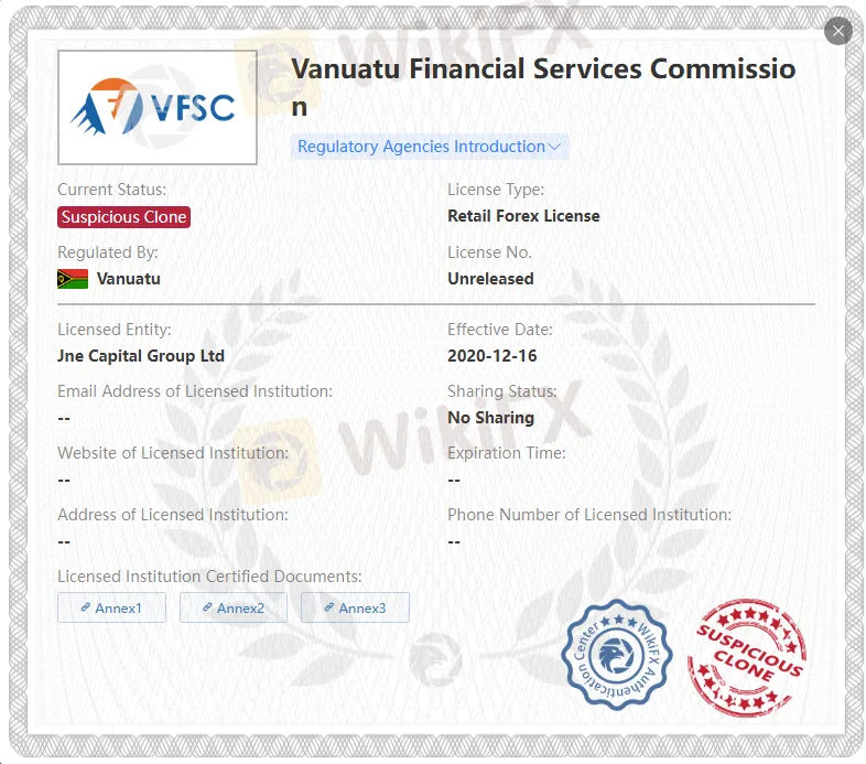 ใบอนุญาต VFSC ของ Suspicious Clone
