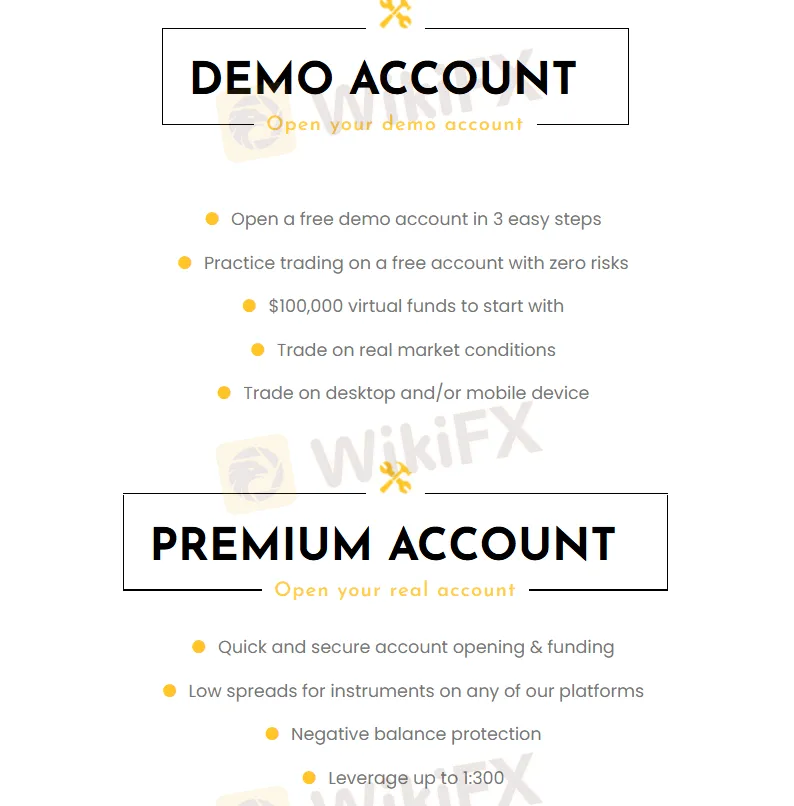Demo account and Premium account features Demo account and Premium account features