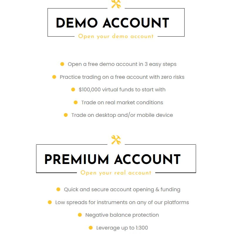 Demo account and Premium account features Demo account and Premium account features