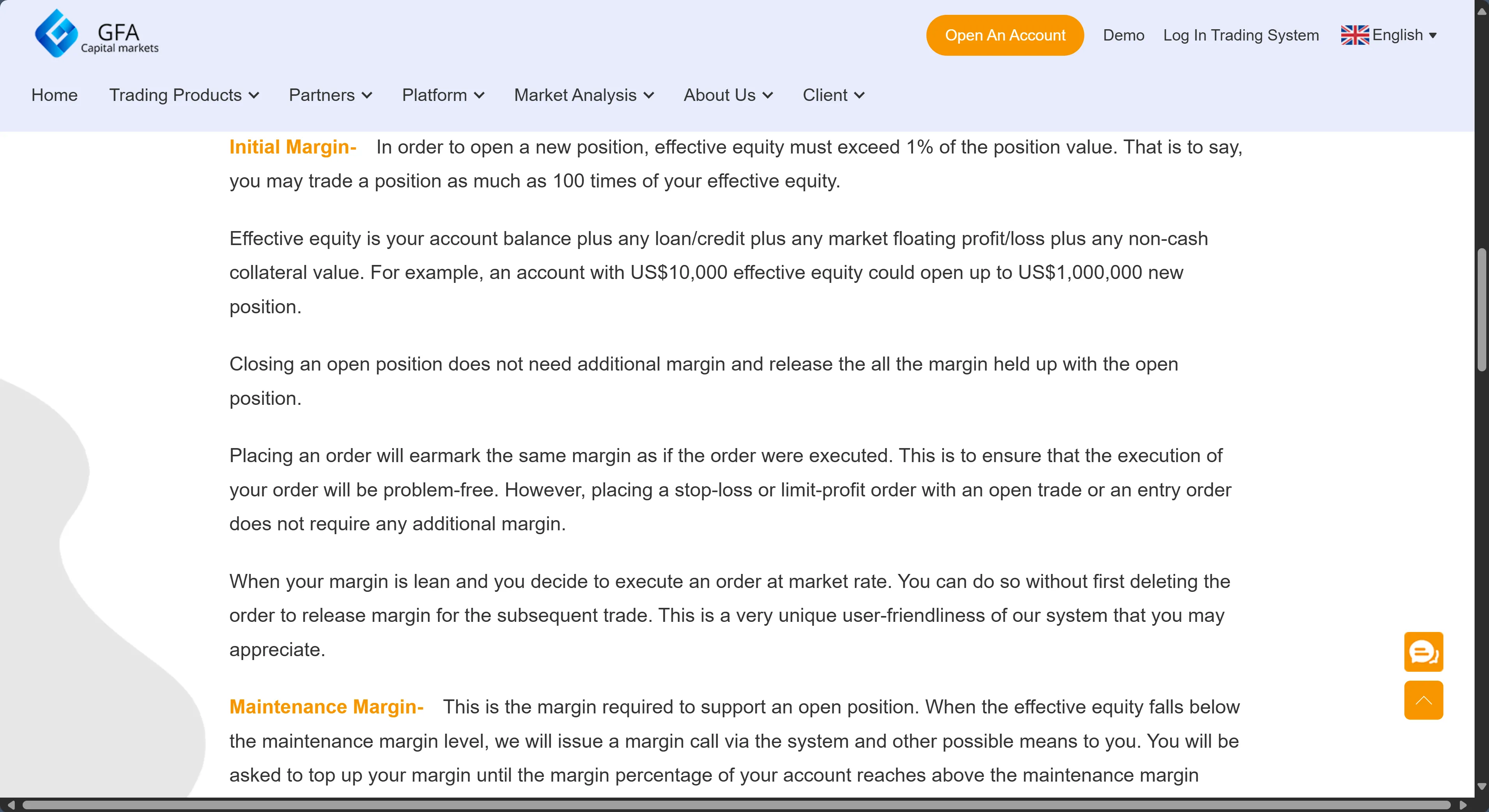 GFA Capital Markets LTD Fees