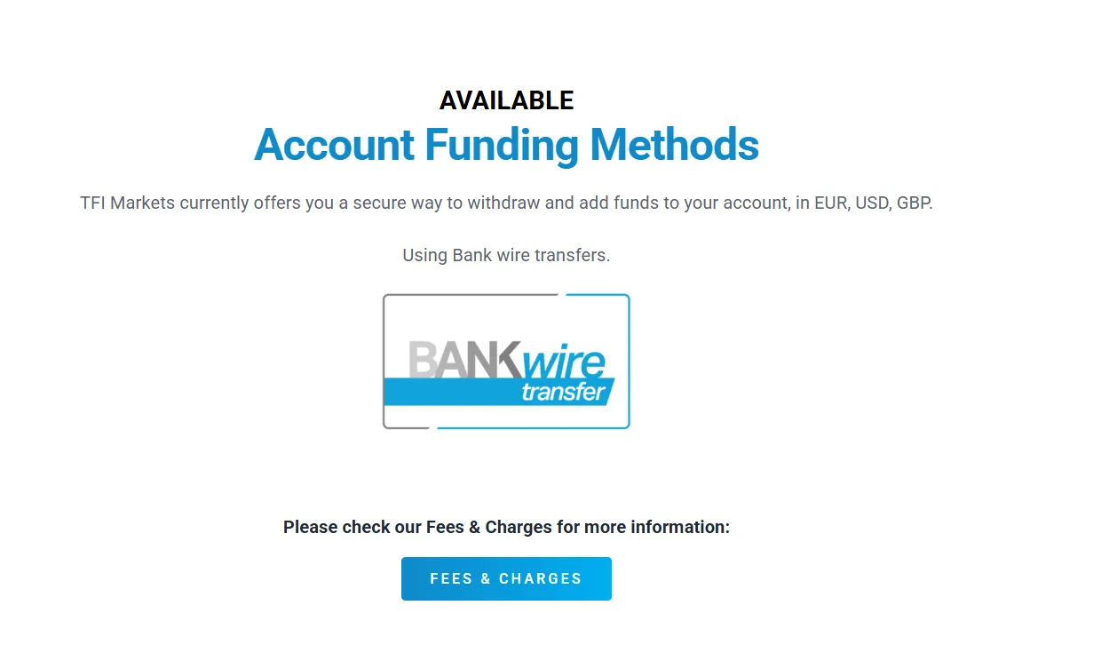 Account funding methods Account funding methods