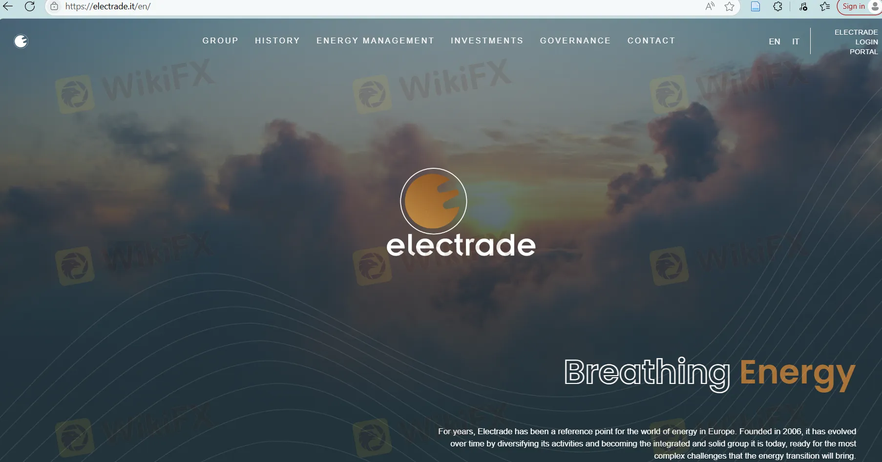 Electrades homepage Electrades homepage
