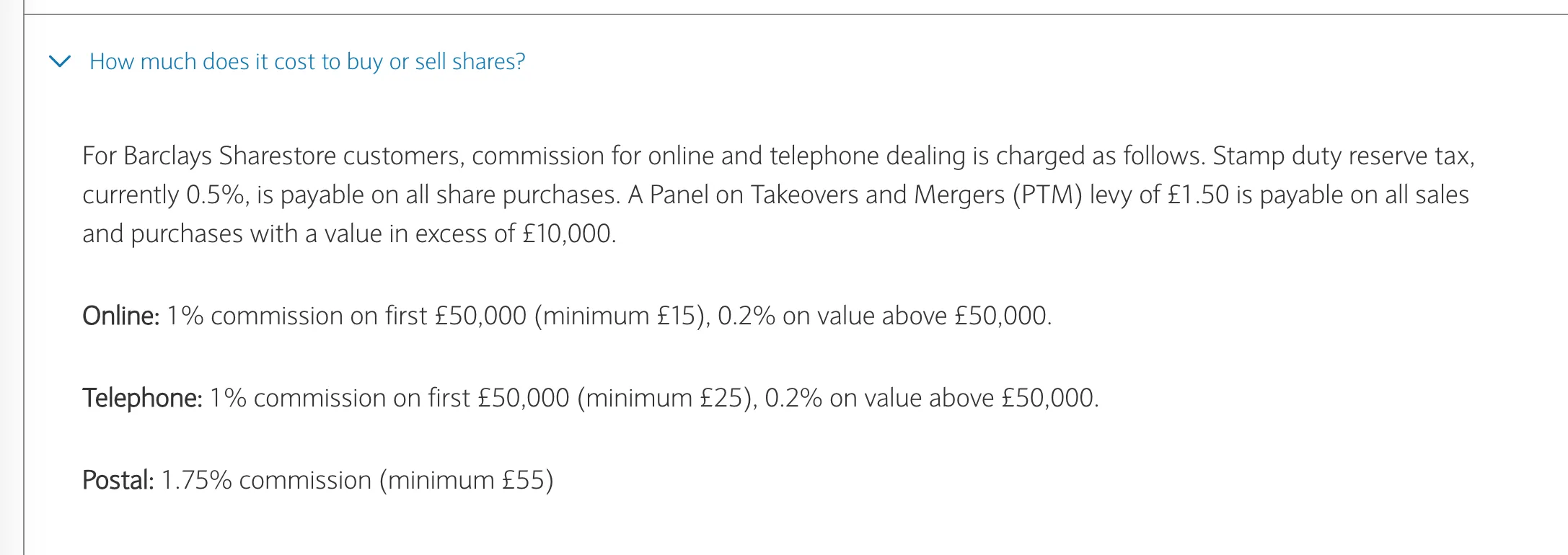 BARCLAYS Fees