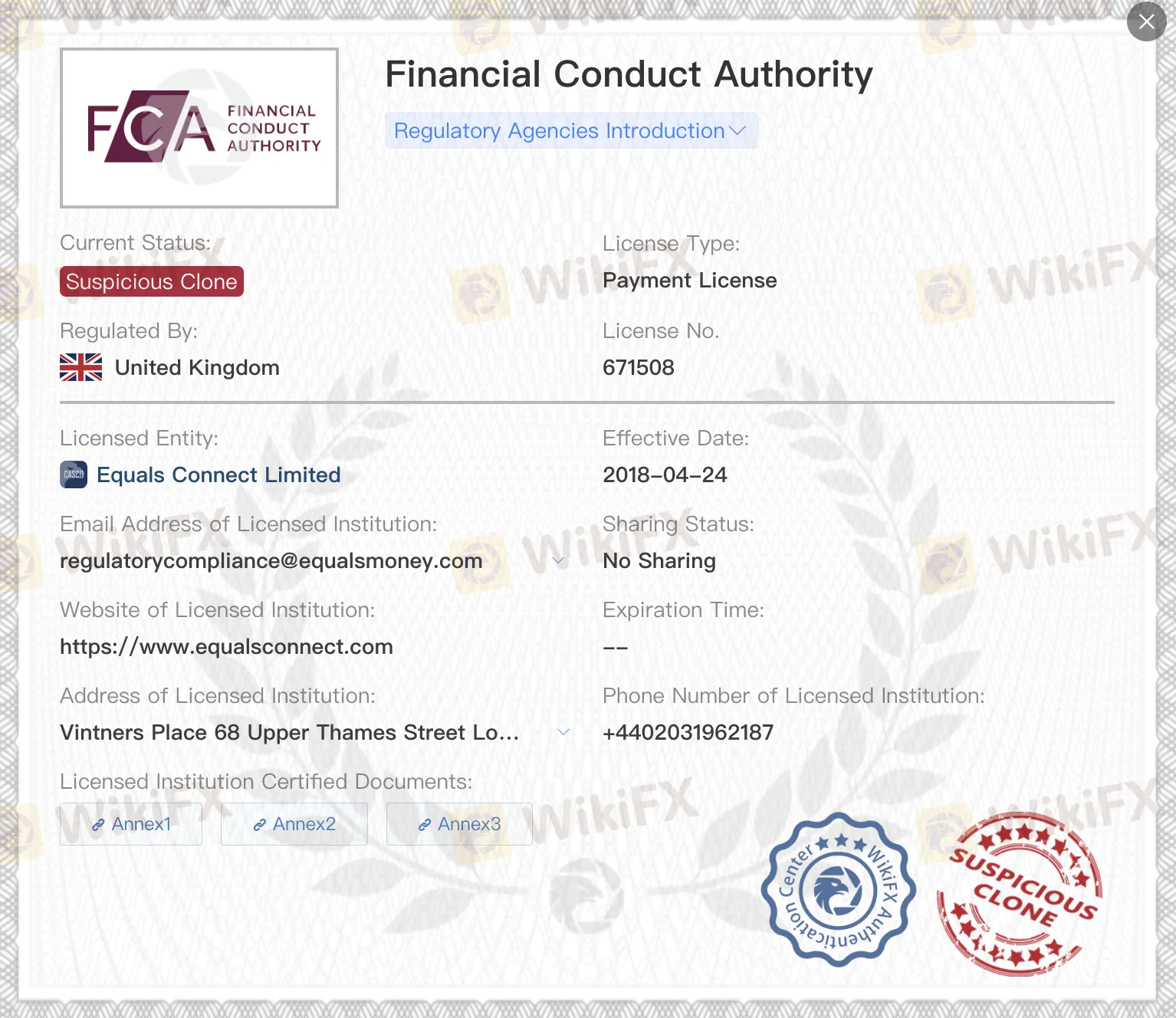 Suspicious Clone FCA license