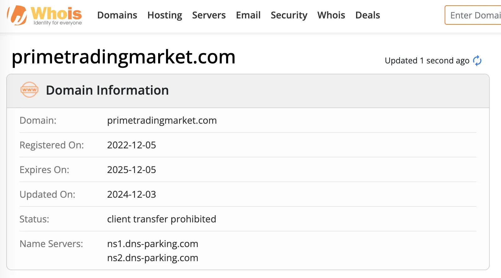 Информация о домене Информация о домене
