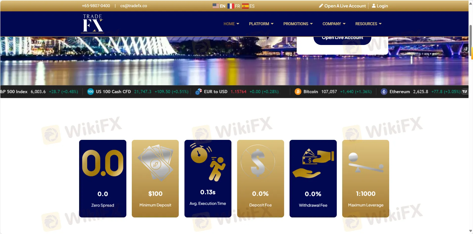 TradeFx'ın ana sayfası