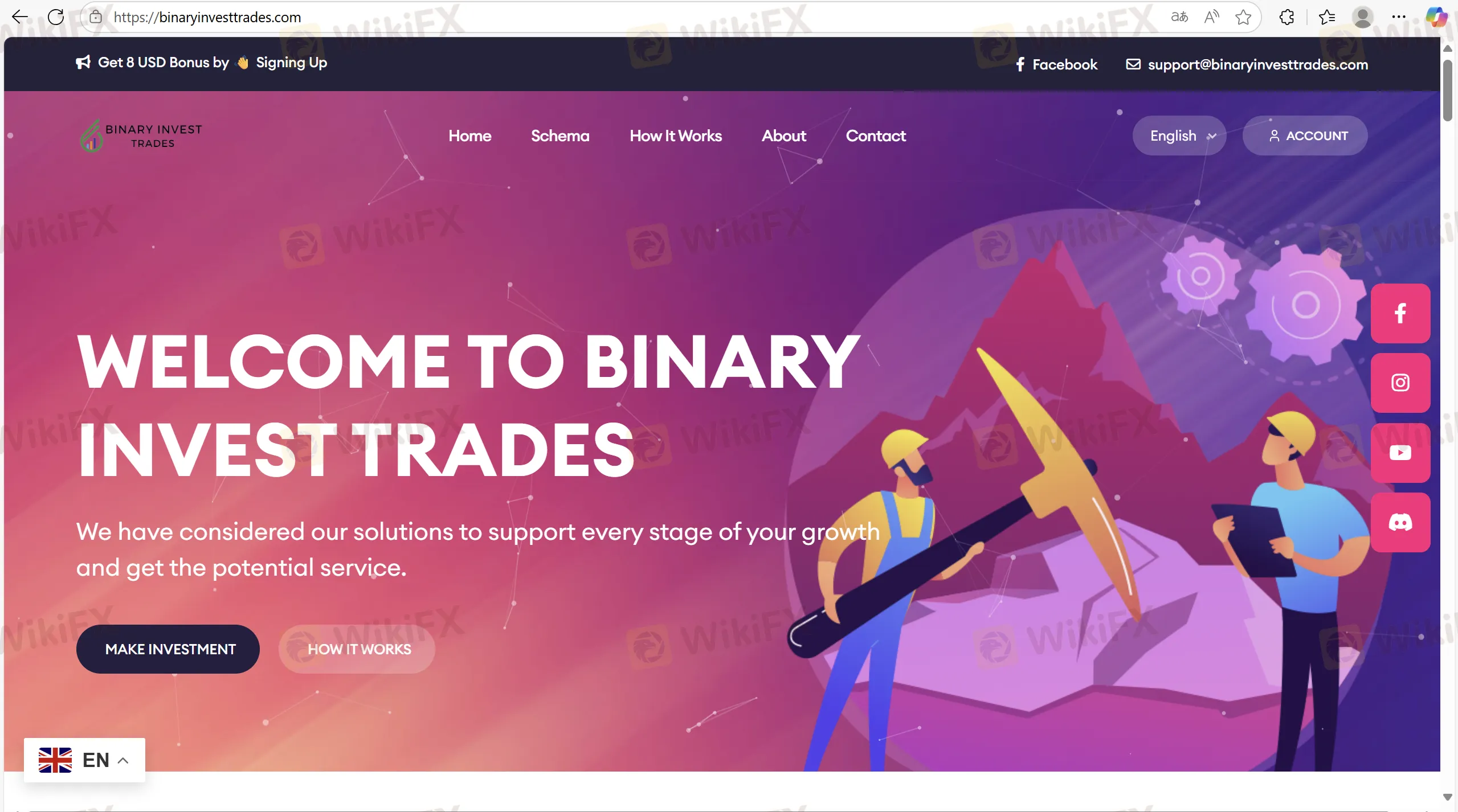 Binary Investment's homepage