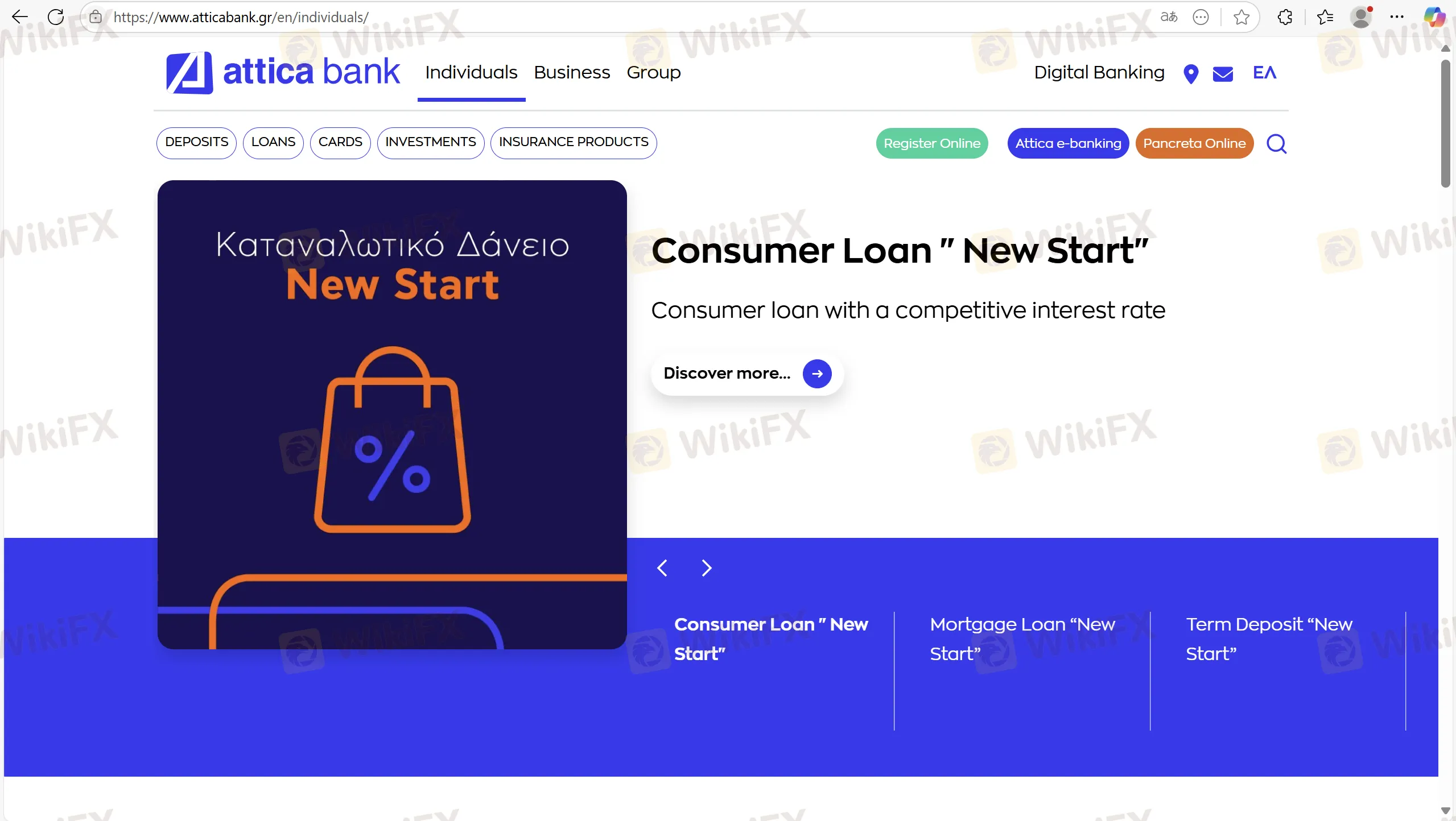 ATTICA BANK's 홈페이지