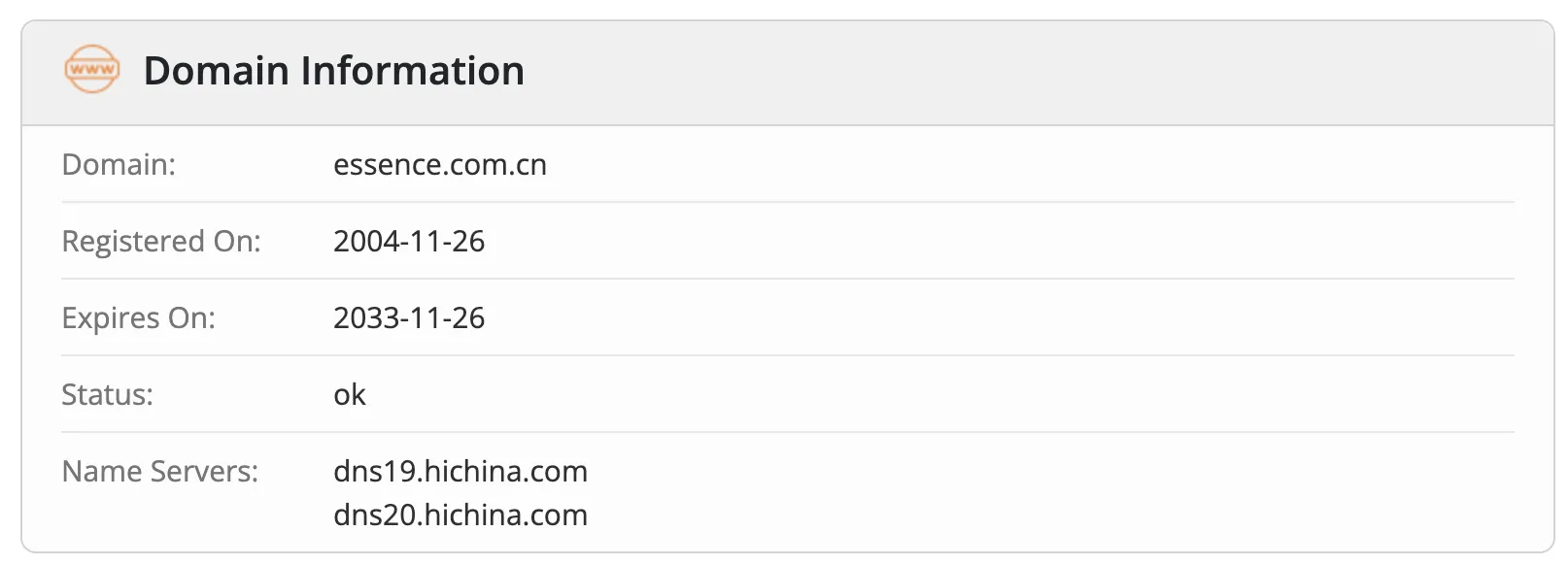 Domain information Domain information