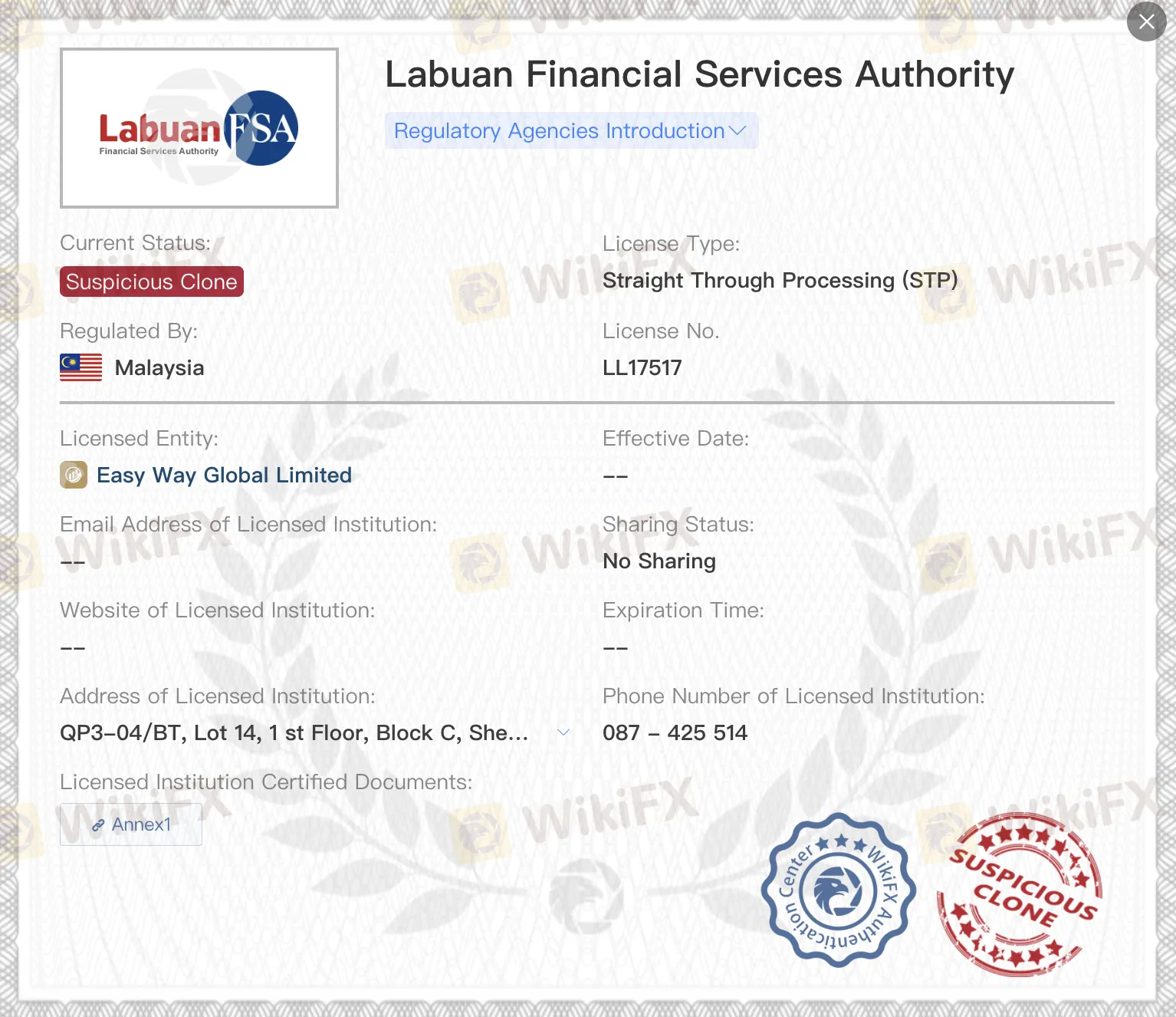 Şüpheli klon LFSA lisansı