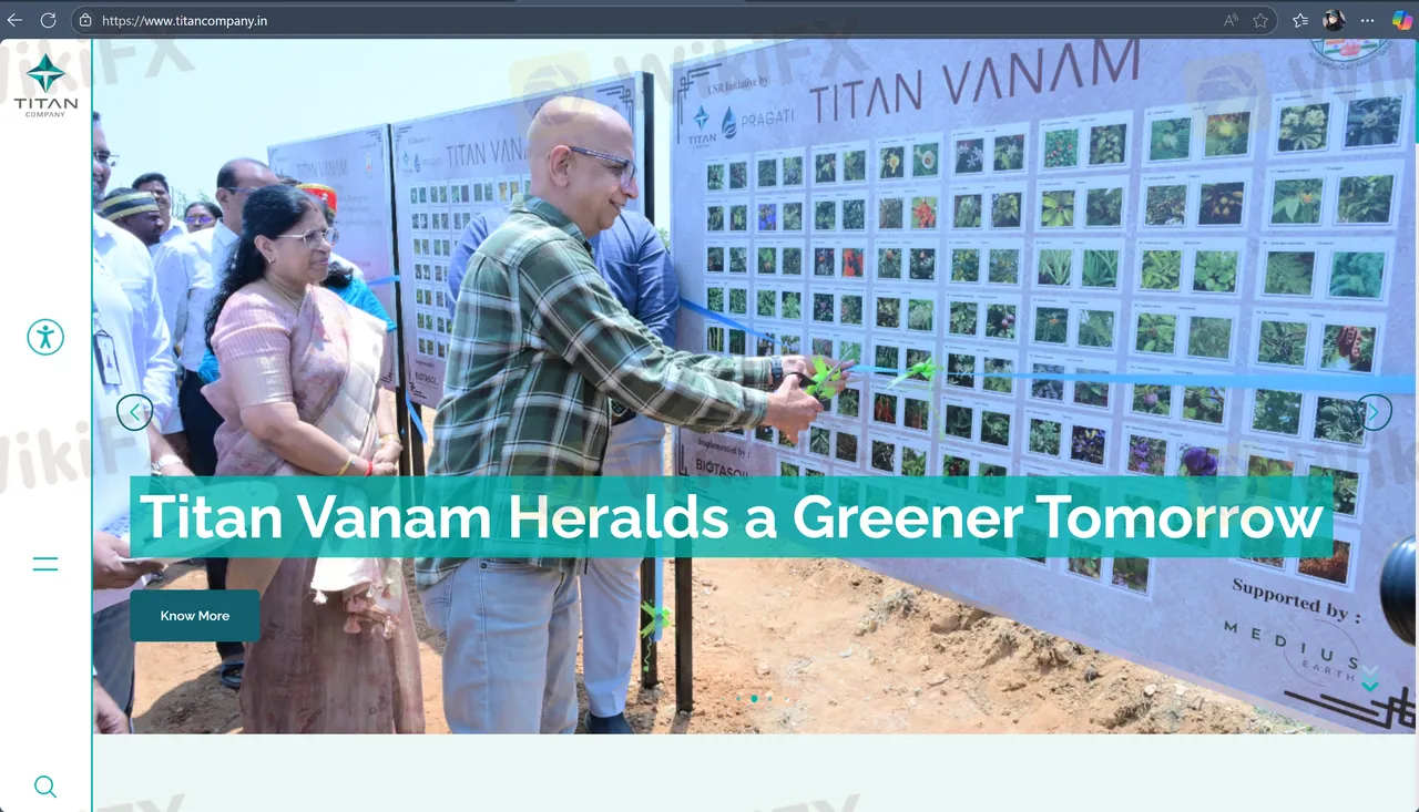 Titan Company's homepage Titan Company's homepage