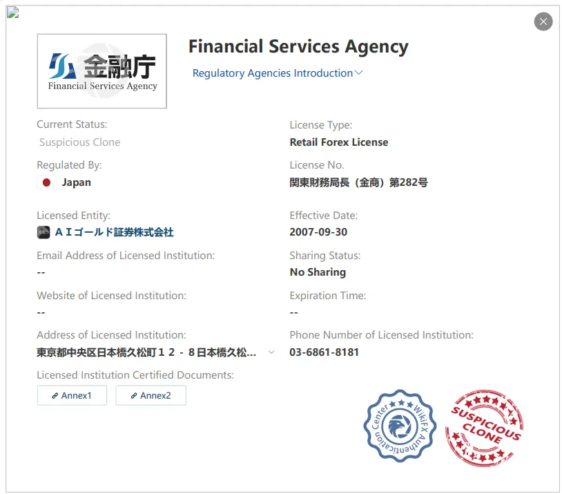 Suspicious Clone FSA license Suspicious Clone FSA license