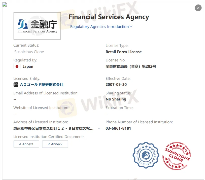 Suspicious Clone FSA license