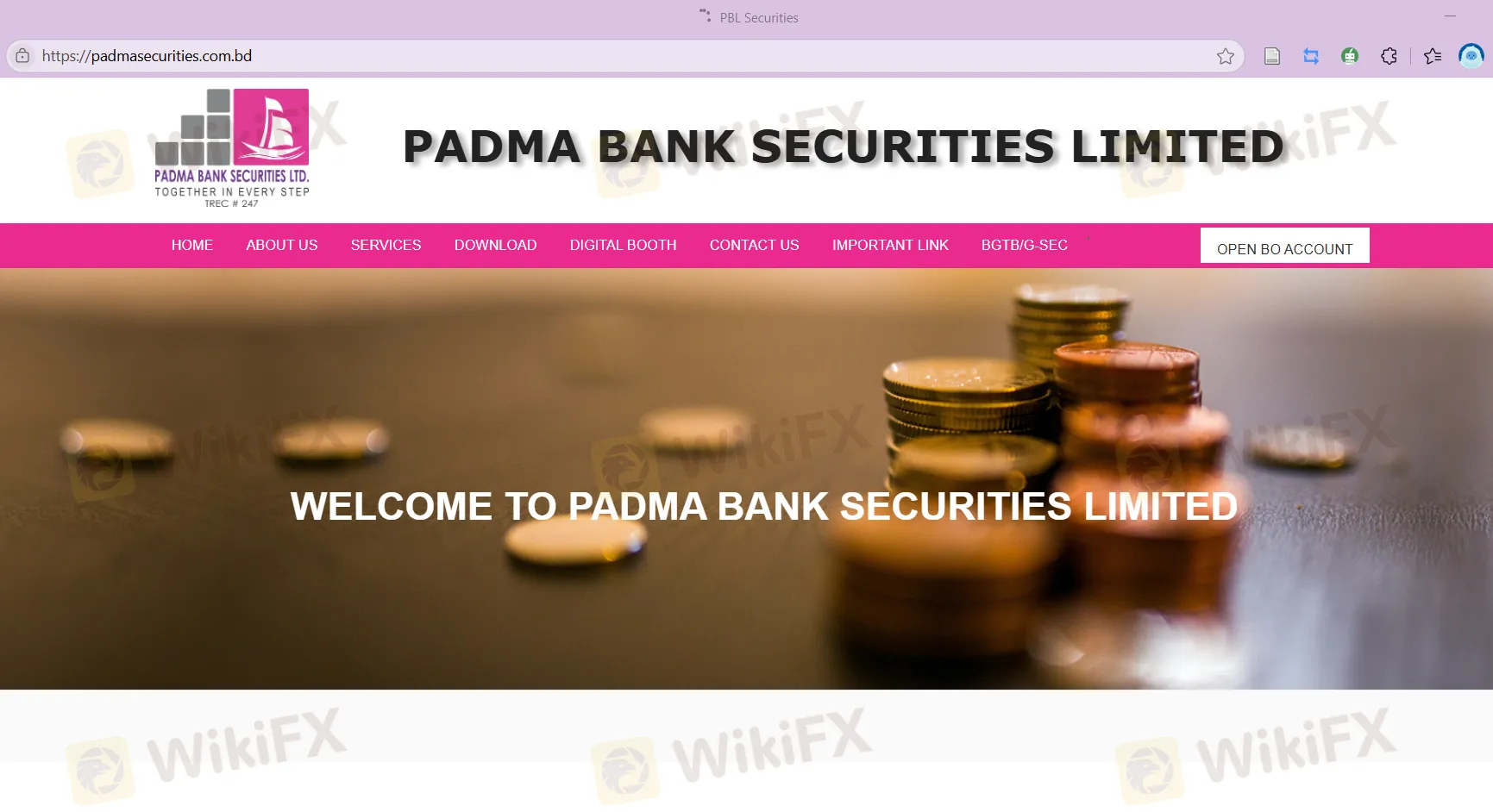Padma Bank Securities' homepage