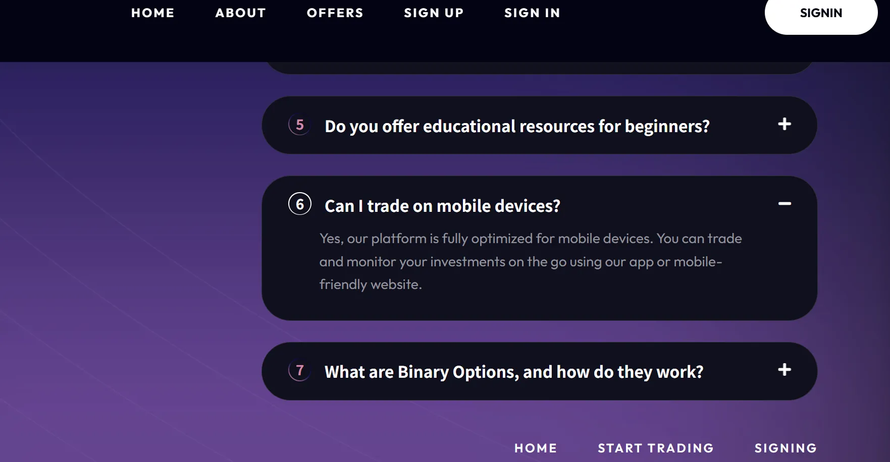 OPTIONSFX Trades platform
