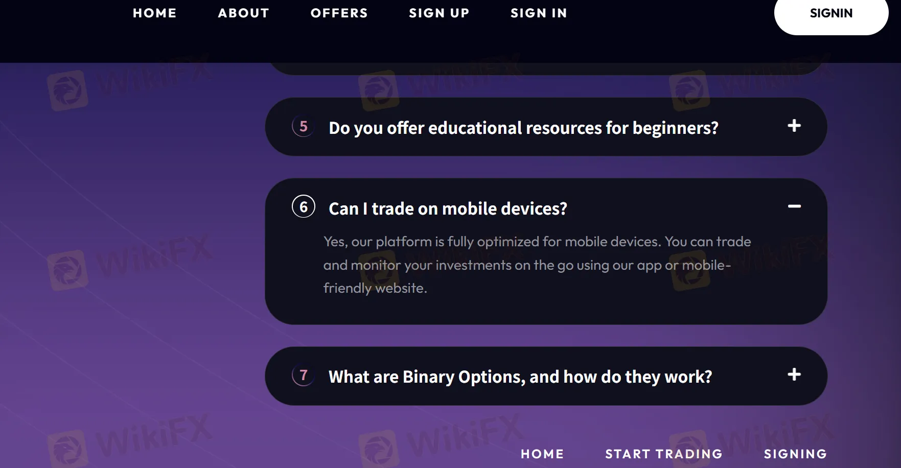 Nền tảng OPTIONSFX Trades