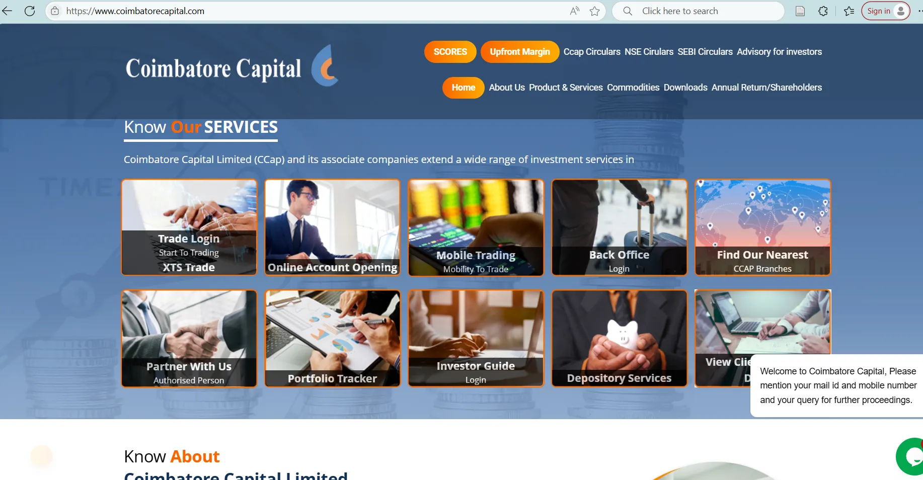Coimbatore Capital's homepage