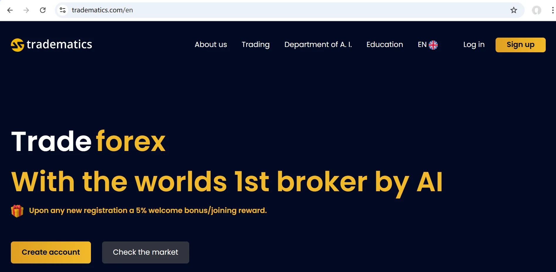 Tradematics' homepage Tradematics' homepage