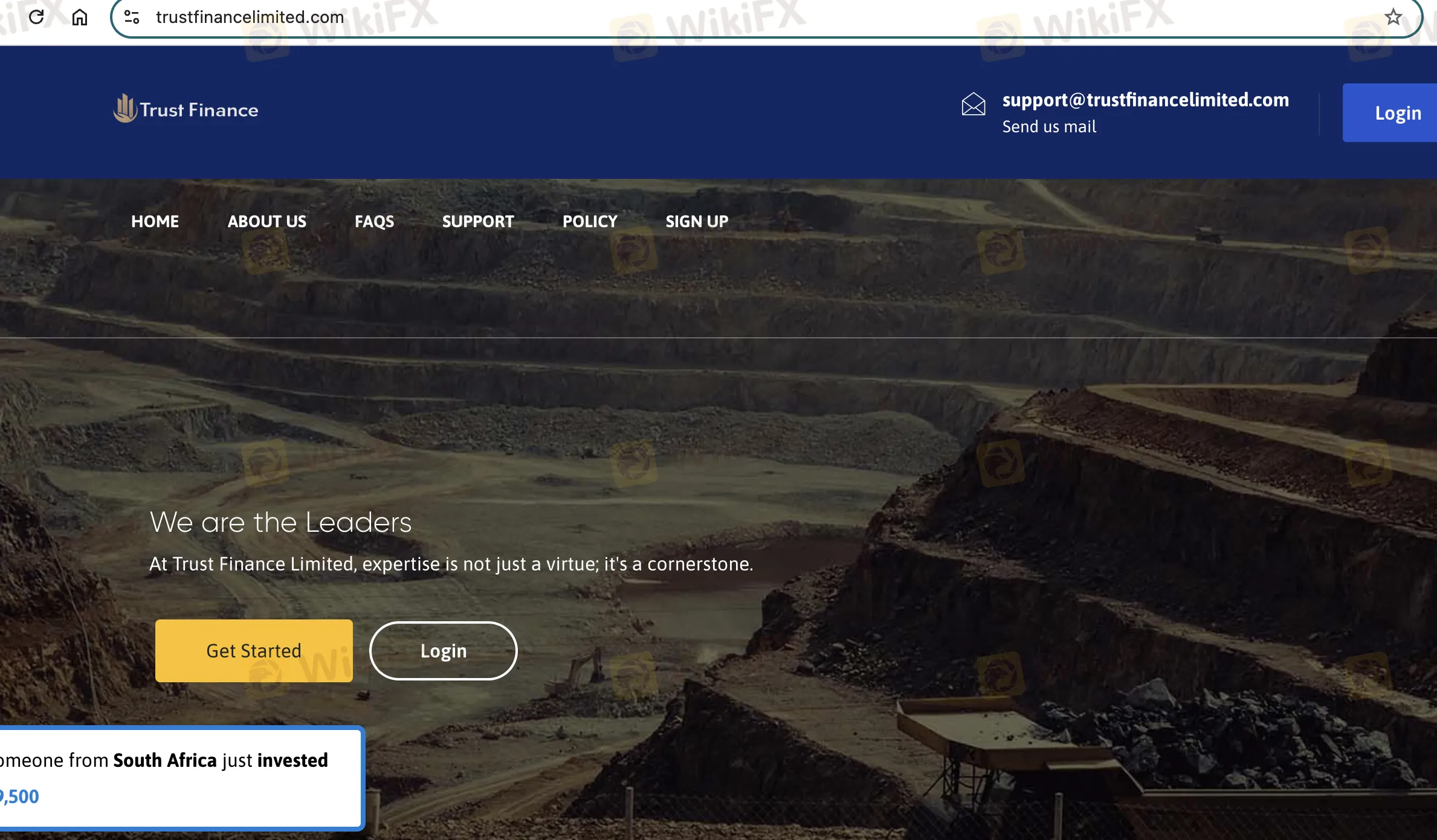 Trust Finance's homepage Trust Finance's homepage