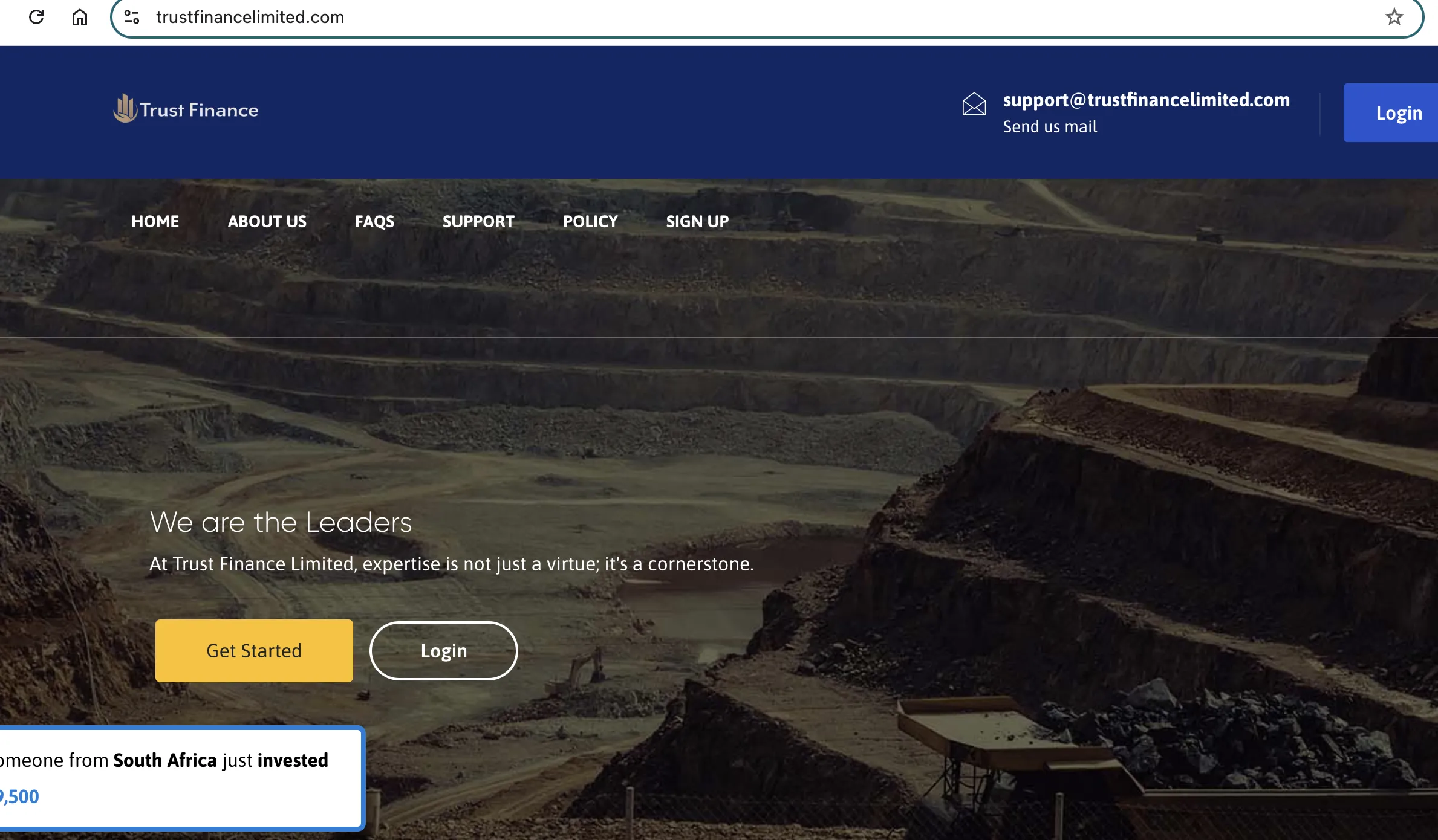 Trust Finance's homepage Trust Finance's homepage
