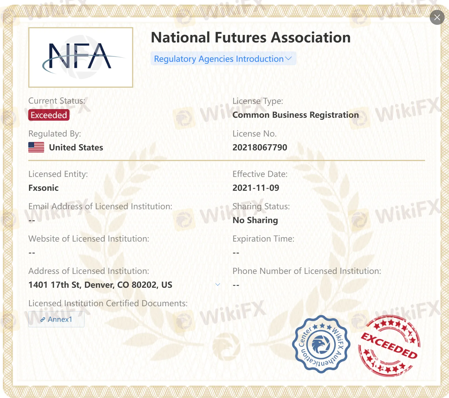 ใบอนุญาต NFA ที่เกิน