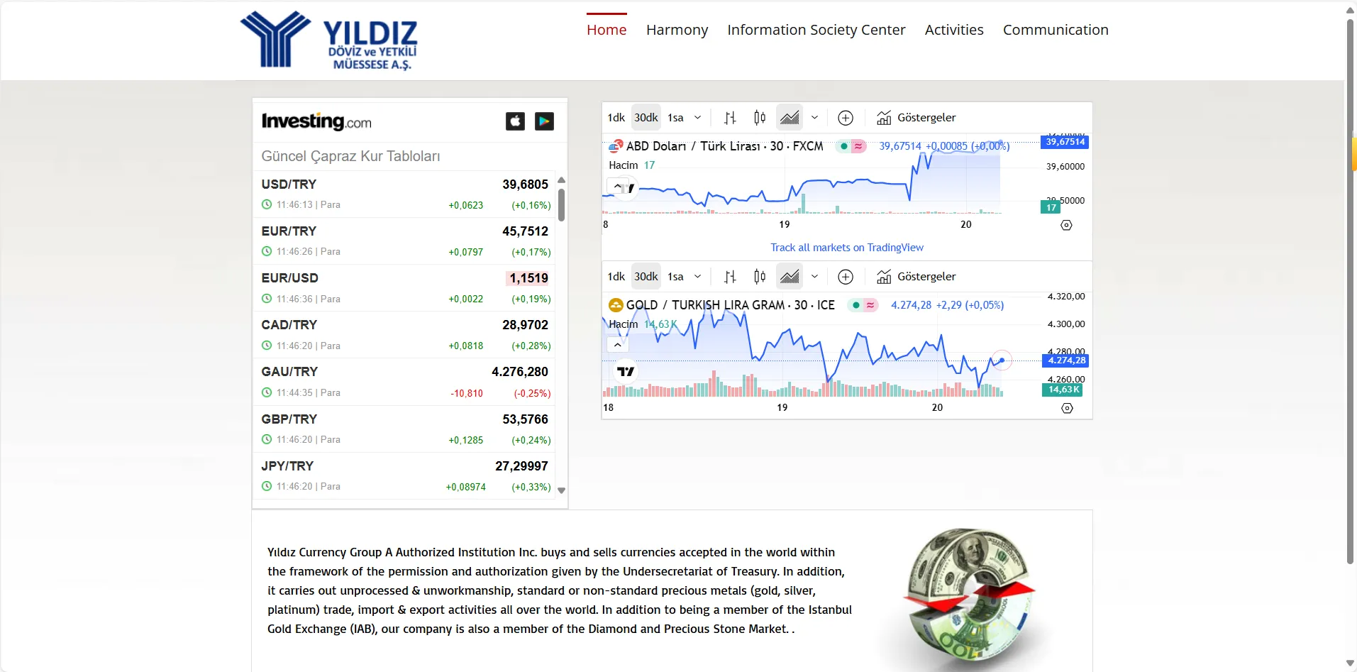 Yıldız Currency Group's homepage Yıldız Currency Group's homepage