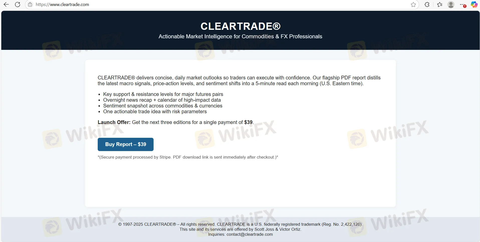 Cleartrade's homepage