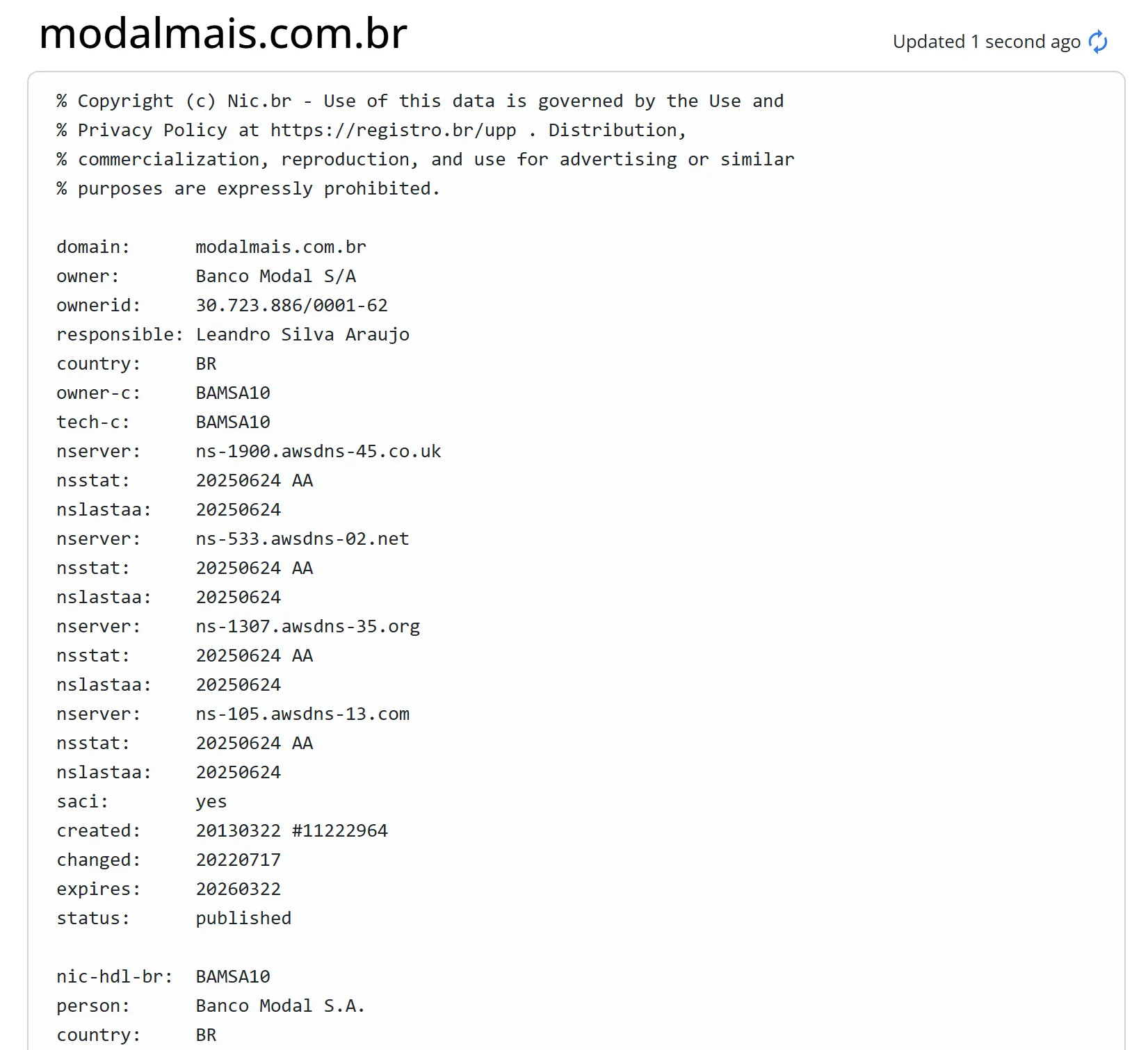Informações de Domínio