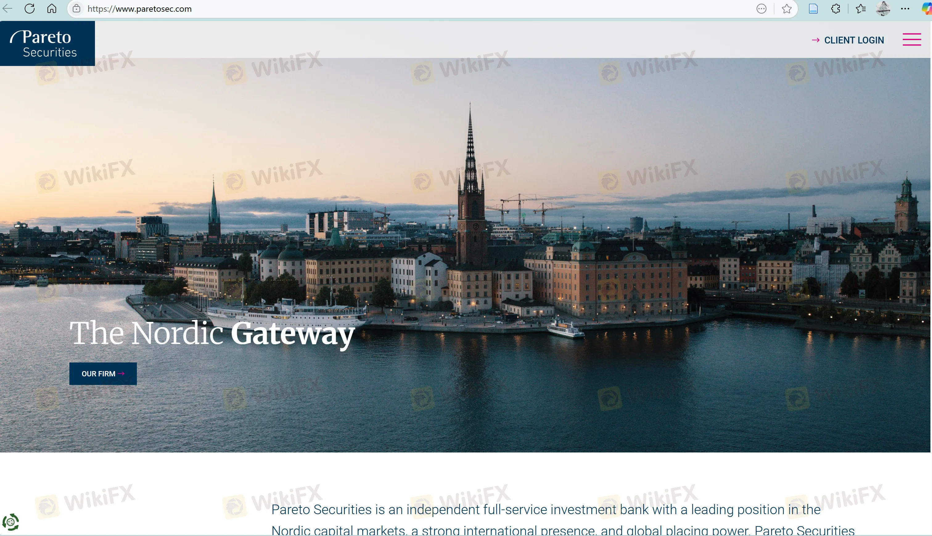 Pareto Securities' โฮมเพจ Pareto Securities' โฮมเพจ