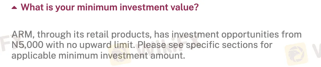 Minimum investment value Minimum investment value