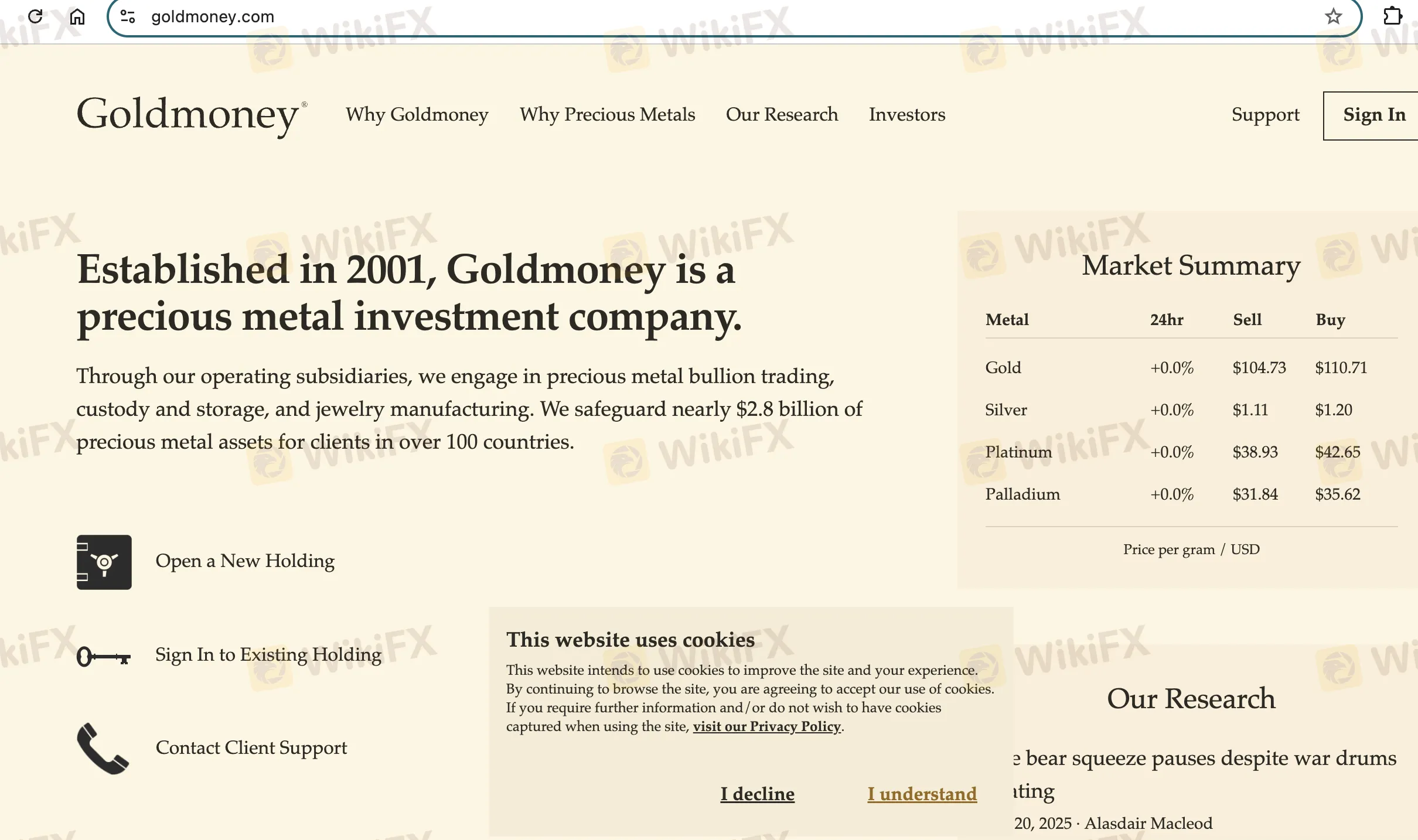 Goldmoney's homepage Goldmoney's homepage