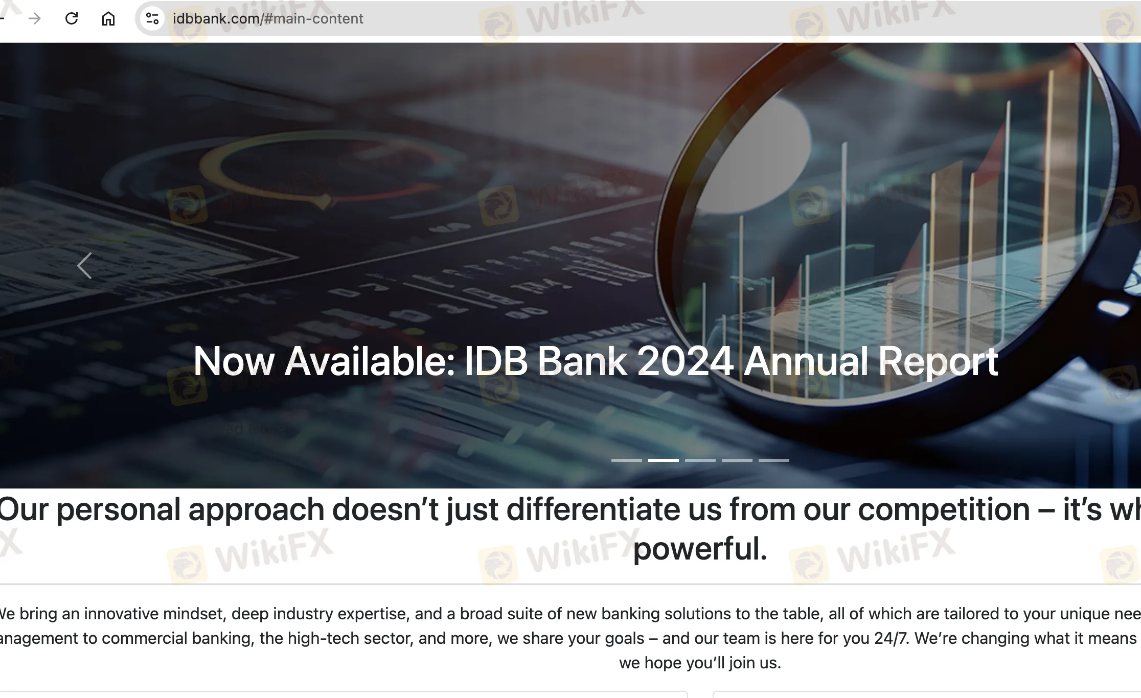 IDB Bank的主页