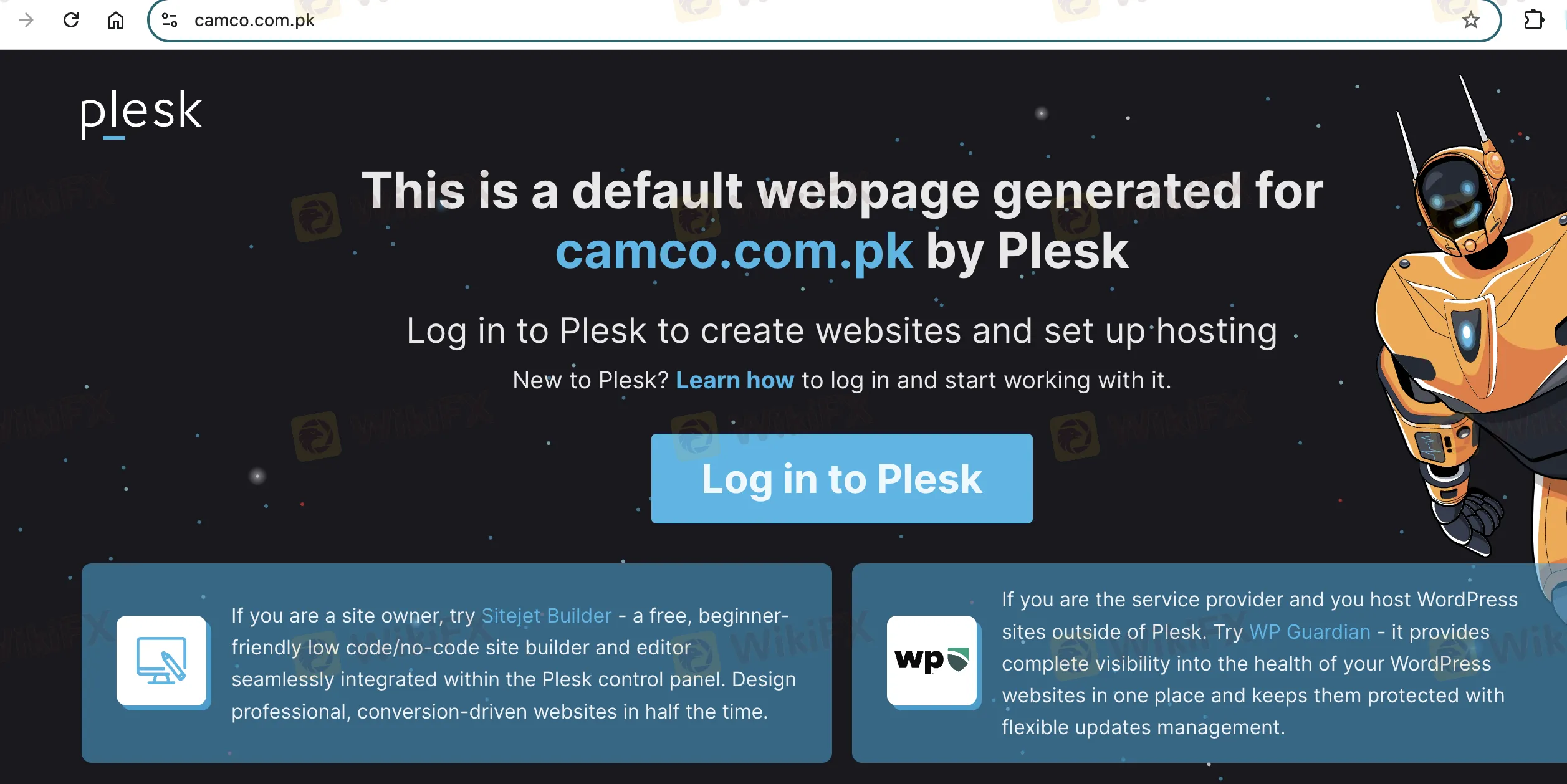 plesk's homepage
