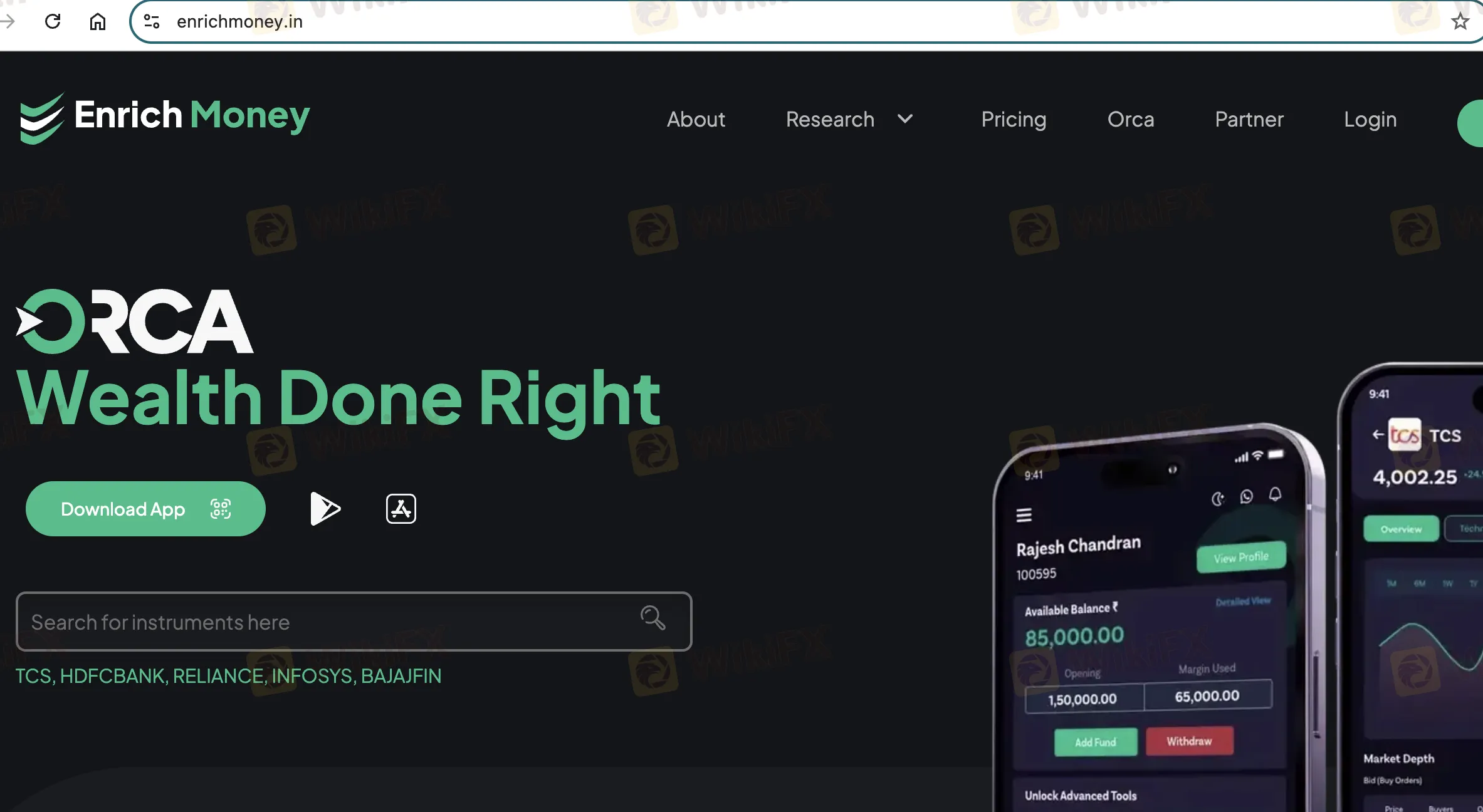 Enrich Money's homepage Enrich Money's homepage