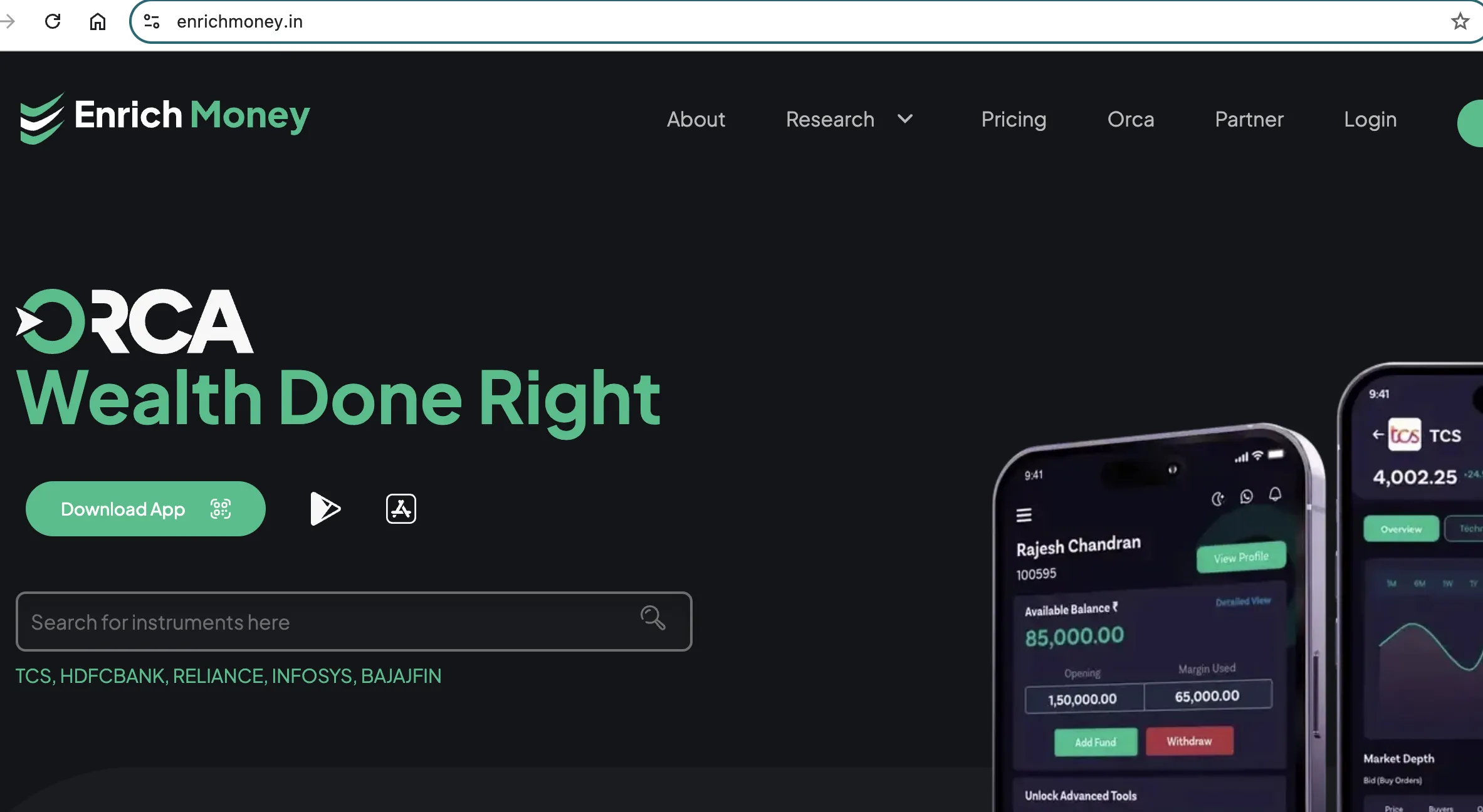 Enrich Money's homepage Enrich Money's homepage